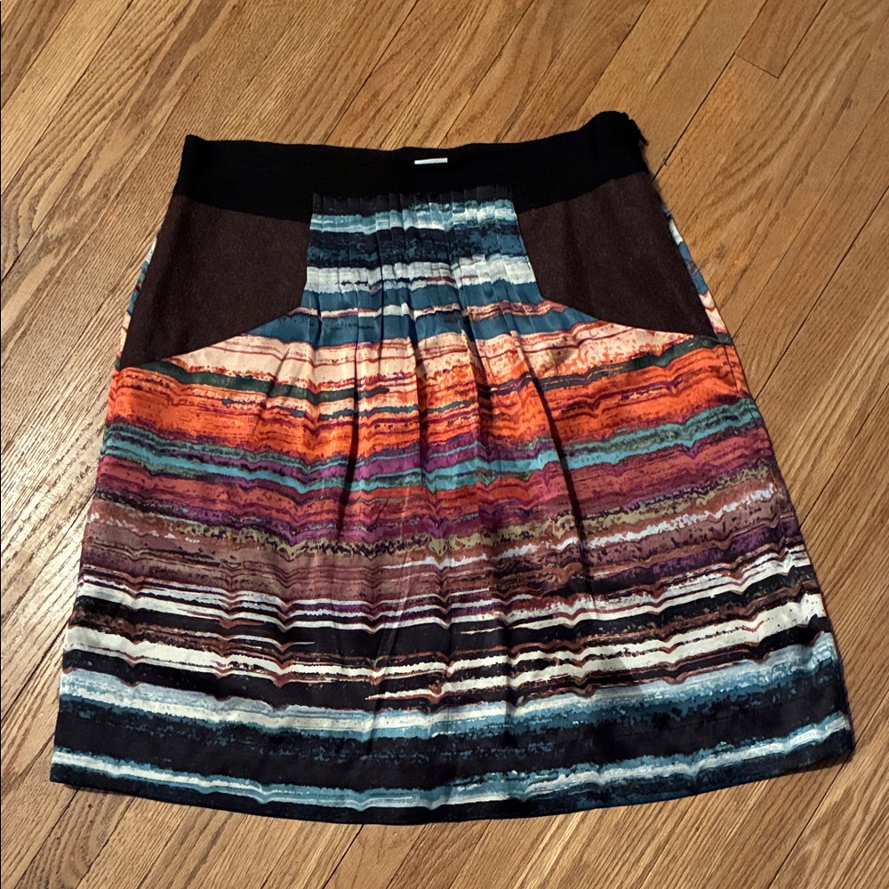 Hype Striped Multicolor Mini Skirt with Wool and Silk and Pockets